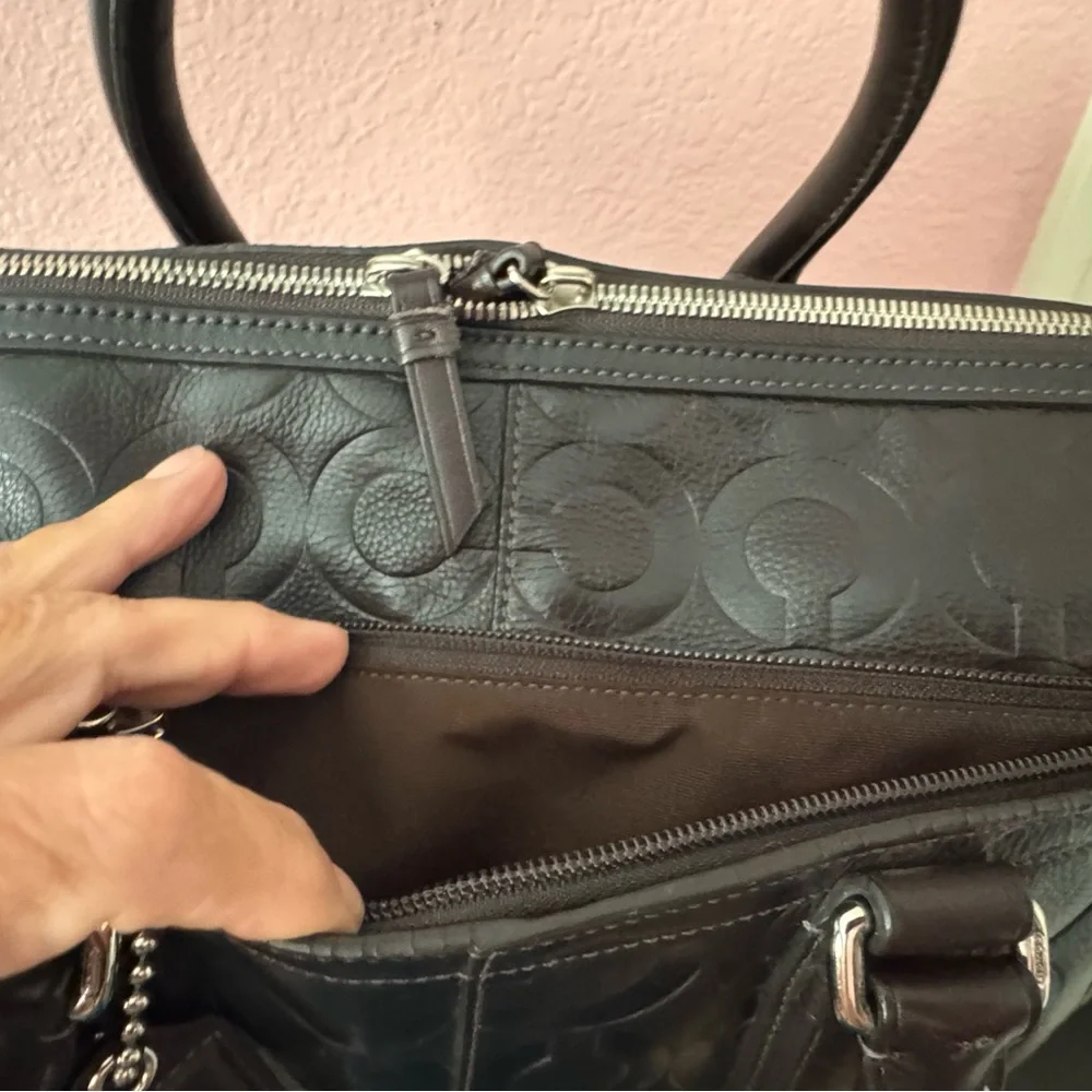VINTAGE ♥️ Large Coach Dark Brown Embossed Leather Briefcase